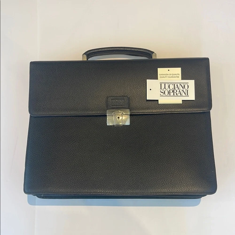 Luciano Soprani Black Briefcase Never Used
